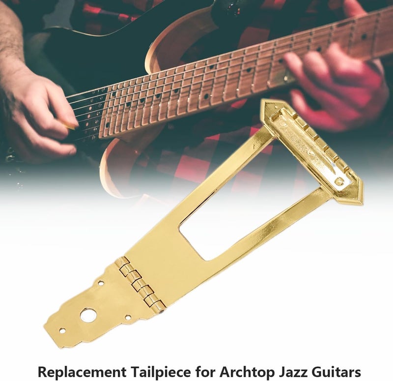 Domofa 6 String Trapeze Tailpiece Bridge Tailpiece for Jazz Archtop Semi-Hollow Guitar Replacement Parts (Gold) - Image 4